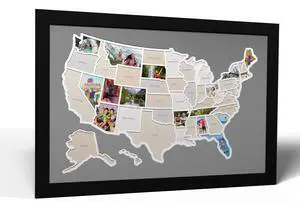 50 States USA Photo Map - Frame Optional - Made in America (Driftwood, Black Frame) 50 States USA Photo Map - Frame Optional - Made in America (Driftwood, Black Frame)