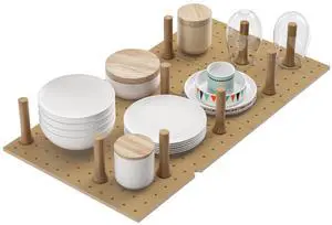 Dowell 4-Piece Wood Pegboard Drawer Divider Organizer Set with 9 Wooden Pegs Adjustable to Fit Drawers of Various Sizes, Customizable Storage for Pots, Pans, and Plates-4007 3319 9P (33"X18-1/2") Dowell 4-Piece Wood Pegboard Drawer Divider Organizer Set with 9 Wooden Pegs Adjustable to Fit Drawers of Various Sizes, Customizable Storage for Pots, Pans, and Plates-4007 3319 9P (33"X18-1/2")