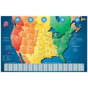 North America Laminated Gloss Time Zone Area Code Map with Reverse Lookup, Extra Large Wall Size 31 by 48 Inches North America Laminated Gloss Time Zone Area Code Map with Reverse Lookup, Extra Large Wall Size 31 by 48 Inches