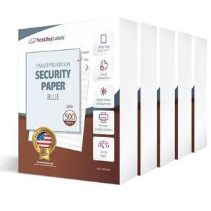 Blue Security Paper Multi-Purpose UNAUTHORIZED COPY Fraud Prevention Laser & Inkjet Printer Compatible 8.5" x 11 24 lb 500 Sheets (Case of 2,500) Blue Security Paper Multi-Purpose UNAUTHORIZED COPY Fraud Prevention Laser & Inkjet Printer Compatible 8.5" x 11 24 lb 500 Sheets (Case of 2,500)