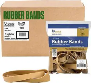 Upgrade Office Supply Rubber Bands, Size 107, 7 x 5/8 in, 20 Pack, 800 Count, Heavy Duty Wide Bands, Made in USA Upgrade Office Supply Rubber Bands, Size 107, 7 x 5/8 in, 20 Pack, 800 Count, Heavy Duty Wide Bands, Made in USA
