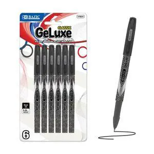 GeLuxe Black Gel Roller Pens, 1.0mm Medium, 6 Count | 1.0 mm medium, Smooth bold gel ink, skip-free, school, office, journaling, Pocket clip GeLuxe Black Gel Roller Pens, 1.0mm Medium, 6 Count | 1.0 mm medium, Smooth bold gel ink, skip-free, school, office, journaling, Pocket clip