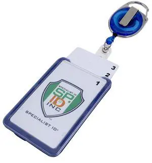 Bulk 25 Pack - Hard Plastic 3 Card Badge Holder with Badge Reel - Retractable ID Lanyard Features Belt Clip & Carabiner - Rigid Vertical CAC Holder - Top Load Holds Three Cards (Royal Blue) Bulk 25 Pack - Hard Plastic 3 Card Badge Holder with Badge Reel - Retractable ID Lanyard Features Belt Clip & Carabiner - Rigid Vertical CAC Holder - Top Load Holds Three Cards (Royal Blue)