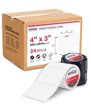 4 x 3 in 24 Rolls | 12000 Direct Thermal Address and Shipping Labels | Perforated, Strong Adhesive, Mailing, Barcode, FBA Stickers and FNSKU Labels Compatible with Zebra and Eltron Printers 4 x 3 in 24 Rolls | 12000 Direct Thermal Address and Shipping Labels | Perforated, Strong Adhesive, Mailing, Barcode, FBA Stickers and FNSKU Labels Compatible with Zebra and Eltron Printers