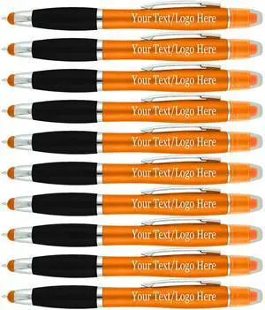 Personalized Pens with Gel Highlighter and Stylus -200 Pack Bulk-Free Imprint - 3 In Bible Highlighter No Bleed, Ballpoint Pen, and Stylus Combo- add Custom Name, Logo or Gift Message- Orange Personalized Pens with Gel Highlighter and Stylus -200 Pack Bulk-Free Imprint - 3 In Bible Highlighter No Bleed, Ballpoint Pen, and Stylus Combo- add Custom Name, Logo or Gift Message- Orange
