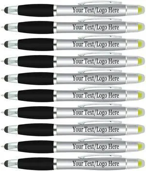 Personalized Pens with Gel Highlighter and Stylus -200 Pack Bulk-Free Imprint - 3 In Bible Highlighter No Bleed, Ballpoint Pen, and Stylus Combo- add Custom Name, Logo or Gift Message- Silver Personalized Pens with Gel Highlighter and Stylus -200 Pack Bulk-Free Imprint - 3 In Bible Highlighter No Bleed, Ballpoint Pen, and Stylus Combo- add Custom Name, Logo or Gift Message- Silver