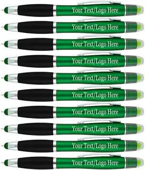 Personalized Pens with Gel Highlighter and Stylus -200 Pack Bulk-Free Imprint - 3 In Bible Highlighter No Bleed, Ballpoint Pen, and Stylus Combo- add Custom Name, Logo or Gift Message- Green Personalized Pens with Gel Highlighter and Stylus -200 Pack Bulk-Free Imprint - 3 In Bible Highlighter No Bleed, Ballpoint Pen, and Stylus Combo- add Custom Name, Logo or Gift Message- Green