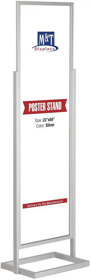 Metal Eco Info Board, Silver 22x69 Inches Slide-In Poster Sign Holder 1 Tier Double Sided Floor Standing Pedestal Advertising Display with Backing and Anti-Glare PET Cover Metal Eco Info Board, Silver 22x69 Inches Slide-In Poster Sign Holder 1 Tier Double Sided Floor Standing Pedestal Advertising Display with Backing and Anti-Glare PET Cover