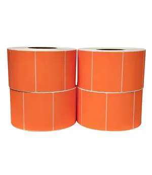 Thermal Transfer Labels (4 x 3) - Multipurpose Labels for Shipping and Business - 3" Core Compatible w/Industrial Printers - 2000 Labels/Roll (4 Rolls) (Orange) Thermal Transfer Labels (4 x 3) - Multipurpose Labels for Shipping and Business - 3" Core Compatible w/Industrial Printers - 2000 Labels/Roll (4 Rolls) (Orange)