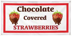 Vinyl Banner Multiple Sizes Chocolate Covered Strawberries Restaurant Cafe A Food & Beverage Berry Outdoor Weatherproof Industrial Yard Signs Red 10 Grommets 60x144Inches Vinyl Banner Multiple Sizes Chocolate Covered Strawberries Restaurant Cafe A Food & Beverage Berry Outdoor Weatherproof Industrial Yard Signs Red 10 Grommets 60x144Inches