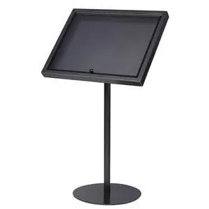 Metal Enclosed Bulletin Menu Board Black with Gray Pattern 4X(8.5x11) Inches Menu Holder Floor Standing Pedestal Advertising Display with Cover Metal Enclosed Bulletin Menu Board Black with Gray Pattern 4X(8.5x11) Inches Menu Holder Floor Standing Pedestal Advertising Display with Cover