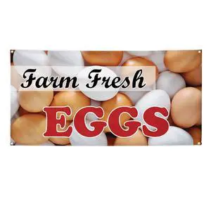Vinyl Banner Multiple Sizes Farm Fresh Eggs Advertising Printing B Food & Beverage Eggs Outdoor Weatherproof Industrial Yard Signs White 10 Grommets 60x144Inches Vinyl Banner Multiple Sizes Farm Fresh Eggs Advertising Printing B Food & Beverage Eggs Outdoor Weatherproof Industrial Yard Signs White 10 Grommets 60x144Inches
