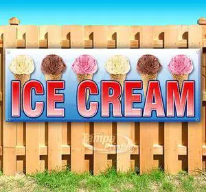 Ice Cream Banner 13 oz | Non-Fabric | Heavy-Duty Vinyl Single-Sided with Metal Grommets Ice Cream Banner 13 oz | Non-Fabric | Heavy-Duty Vinyl Single-Sided with Metal Grommets