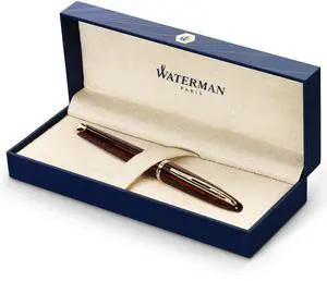 Carène Marine Amber Fountain Pen | Gloss Brown & Black with 23k Gold Clip | Medium Nib with Blue Ink Cartridge | Gift Box Carène Marine Amber Fountain Pen | Gloss Brown & Black with 23k Gold Clip | Medium Nib with Blue Ink Cartridge | Gift Box