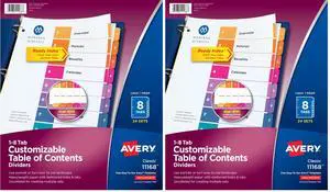 Dividers for 3 Ring Binders, 8 Tabs per Set, Customizable Table of-Contents, Multicolor Tabs, Great for Organizing High-Volume Reports, Projects, and More (24 Sets of 11168), (Pack of 2) Dividers for 3 Ring Binders, 8 Tabs per Set, Customizable Table of-Contents, Multicolor Tabs, Great for Organizing High-Volume Reports, Projects, and More (24 Sets of 11168), (Pack of 2)