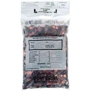 Poly Coin Bags | 13W x 22H | 250 Pack | Tamper Evident Seal | Single Handled | Holds up to 50 lbs. of Coin | Sequential Numbering & Tear Off Receipt Poly Coin Bags | 13W x 22H | 250 Pack | Tamper Evident Seal | Single Handled | Holds up to 50 lbs. of Coin | Sequential Numbering & Tear Off Receipt