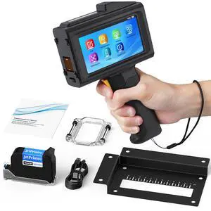 0.5 Inches Print Height Intelligent Handheld Inkjet Printer Lasts 16H Weighs Only 390g for Batch Code Date Lot Number Print on Plastic Carton Wood Metal Glass Aluminum with 42ml Fast Dry Ink (Black) 0.5 Inches Print Height Intelligent Handheld Inkjet Printer Lasts 16H Weighs Only 390g for Batch Code Date Lot Number Print on Plastic Carton Wood Metal Glass Aluminum with 42ml Fast Dry Ink (Black)
