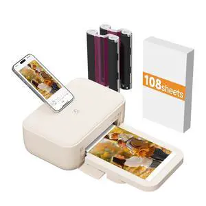 4x6 Photo Printer & 108 Sheets Photo Paper & 2 Ribbons, Full Color Instant Picture Printer for Phone/Laptop/Home Use, Wi-Fi Connection, Thermal-Sublimation, 15s AR Video Printing, Beige 4x6 Photo Printer & 108 Sheets Photo Paper & 2 Ribbons, Full Color Instant Picture Printer for Phone/Laptop/Home Use, Wi-Fi Connection, Thermal-Sublimation, 15s AR Video Printing, Beige