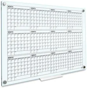 34"x46" Glass Whiteboard Calendar yearly Planner White Board 12 Month Dry Erase for Wall Glass Calendar Whiteboard Large Wall Calendar 2026 34"x46" Glass Whiteboard Calendar yearly Planner White Board 12 Month Dry Erase for Wall Glass Calendar Whiteboard Large Wall Calendar 2026