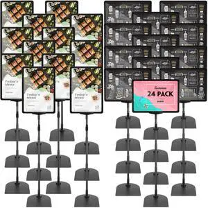 24 Pack Adjustable Poster Stand Holder Floor Standing Display Sign Holder for Advertising Business Menu Stand Vertical and Horizontal View Sign Displayed Black (8.5 x 11 Inch) 24 Pack Adjustable Poster Stand Holder Floor Standing Display Sign Holder for Advertising Business Menu Stand Vertical and Horizontal View Sign Displayed Black (8.5 x 11 Inch)