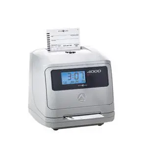 Model 4000 Auto Totaling Time Clock, Electronic Time Punch Clock for Small Business, Bundle Includes: 25 Time Cards,Ribbon and 2 Security Keys - Silver (7.25"h x 7"w x 6.75"d) Model 4000 Auto Totaling Time Clock, Electronic Time Punch Clock for Small Business, Bundle Includes: 25 Time Cards,Ribbon and 2 Security Keys - Silver (7.25"h x 7"w x 6.75"d)