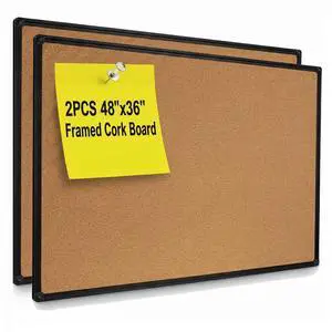 2 Pack 48" x 36" Cork Board, Black Aluminum Frame Bulletin Board for Walls, Large Self-Healing Bulletin Board for Office, School, and Home, Hanging Notice Board with 10 Push Pins (4x3 Ft) 2 Pack 48" x 36" Cork Board, Black Aluminum Frame Bulletin Board for Walls, Large Self-Healing Bulletin Board for Office, School, and Home, Hanging Notice Board with 10 Push Pins (4x3 Ft)