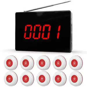 Wireless Caregiver Pager Nurse Calling System 1000+ft Call Bell Patients with 1 Receiver 10 Caregiver Call Buttons for Clinic/Medical and Rehabilitation Center/Hospital/Nurses Station/Home Wireless Caregiver Pager Nurse Calling System 1000+ft Call Bell Patients with 1 Receiver 10 Caregiver Call Buttons for Clinic/Medical and Rehabilitation Center/Hospital/Nurses Station/Home