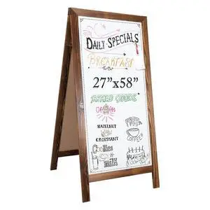A Frame Whiteboard Easel Sign 27x58 in - Sandwich Signs Outdoor | Solid Wood A Frame Whiteboard Sign, Magnetic Double-Sided Dry Erase, Brown A Frame Whiteboard Easel Sign 27x58 in - Sandwich Signs Outdoor | Solid Wood A Frame Whiteboard Sign, Magnetic Double-Sided Dry Erase, Brown