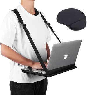 Laptop Harness - Wearable Laptop Stand for Up to 14" Laptops, Tablets & E-Readers - Adjustable Straps, Includes Memory Foam Mouse Pad (14 Inch) Laptop Harness - Wearable Laptop Stand for Up to 14" Laptops, Tablets & E-Readers - Adjustable Straps, Includes Memory Foam Mouse Pad (14 Inch)