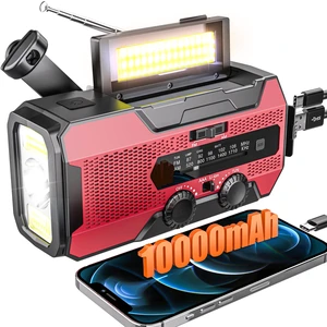 Hand Crank Emergency Radio,10000mAh Red NOAA Weather Radio,AM/FM Solar Radio with LED Flashlight, Reading Lamp & SOS Alarm, Survival Radio for Camping Hurricane Emergency Hand Crank Emergency Radio,10000mAh Red NOAA Weather Radio,AM/FM Solar Radio with LED Flashlight, Reading Lamp & SOS Alarm, Survival Radio for Camping Hurricane Emergency