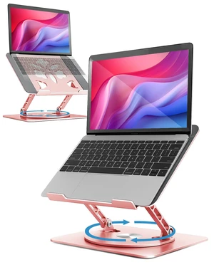 360° Rotating Laptop Stand for Desk Adjustable, Foldable, Portable Aluminum Ergonomic Riser Compatible with MacBook, Dell, HP & All Laptops 10-16 inch Rose Gold 360° Rotating Laptop Stand for Desk Adjustable, Foldable, Portable Aluminum Ergonomic Riser Compatible with MacBook, Dell, HP & All Laptops 10-16 inch Rose Gold