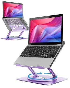 360° Rotating Laptop Stand for Desk Adjustable, Foldable, Portable Aluminum Ergonomic Riser Compatible with MacBook, Dell, HP & All Laptops 10-16 inch Purple 360° Rotating Laptop Stand for Desk Adjustable, Foldable, Portable Aluminum Ergonomic Riser Compatible with MacBook, Dell, HP & All Laptops 10-16 inch Purple