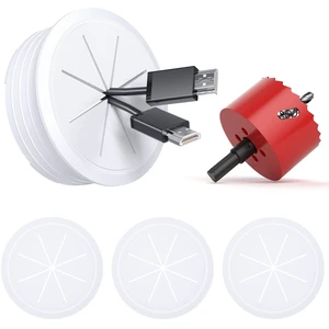 4 Pack TV Cord Hider for Wall Mounted TV, 2-3/8"(60mm Hole), White In Wall Cable Management Kit, Wall Grommets for Cables, Include Hole Saw Drill, Easy Install, For Drywall, Mounted TVs, Desks 4 Pack TV Cord Hider for Wall Mounted TV, 2-3/8"(60mm Hole), White In Wall Cable Management Kit, Wall Grommets for Cables, Include Hole Saw Drill, Easy Install, For Drywall, Mounted TVs, Desks