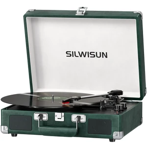 Vinyl Record Player with Speakers Vintage Bluetooth in/Out Turntable-Green Battery Powered 3-Speed Vinyl Player, Retro Suitcase Phonograph, Portable Lp Player RCA Out AUX in Headphone Jack Vinyl Record Player with Speakers Vintage Bluetooth in/Out Turntable-Green Battery Powered 3-Speed Vinyl Player, Retro Suitcase Phonograph, Portable Lp Player RCA Out AUX in Headphone Jack
