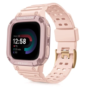 Band with Case Compatible with Fitbit Versa 4/3/2/1/Lite&Sense 2 1 Protective Case Strap, Rugged Sport Band Men, Adjustable Wristband, All-day Comfort, Pink Sand Band with Case Compatible with Fitbit Versa 4/3/2/1/Lite&Sense 2 1 Protective Case Strap, Rugged Sport Band Men, Adjustable Wristband, All-day Comfort, Pink Sand