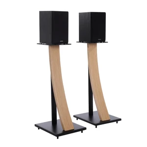 One Pair Fixed Height Universal Speaker Floor Stands with Real Wood - Oak - 290 Series One Pair Fixed Height Universal Speaker Floor Stands with Real Wood - Oak - 290 Series