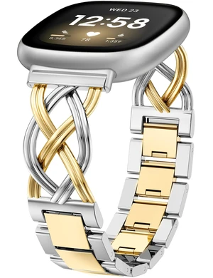 Metal Band Compatible with Fitbit Versa 4/Versa 3/Sense 2/Sense Bands Women, Celtic Stainless Steel Strap Dressy Bracelet Designer Pretty Wristband Metal Band Compatible with Fitbit Versa 4/Versa 3/Sense 2/Sense Bands Women, Celtic Stainless Steel Strap Dressy Bracelet Designer Pretty Wristband