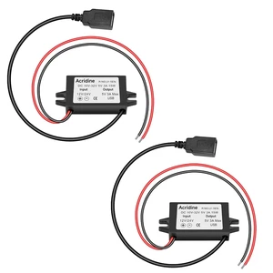 2-Pack 12V 24V DC to 5V 3A USB Female DC Converter Adapter Buck Module 2-Pack 12V 24V DC to 5V 3A USB Female DC Converter Adapter Buck Module