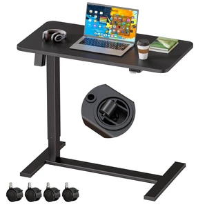 Small Electric Standing Desk Bedside Table 31.5 x 15.8 Inch, Black C-shaped Overbed Table, Rolling Computer Laptop Desk with Hidden Wheels & Lockable Casters for Hospital Home Office Small Electric Standing Desk Bedside Table 31.5 x 15.8 Inch, Black C-shaped Overbed Table, Rolling Computer Laptop Desk with Hidden Wheels & Lockable Casters for Hospital Home Office