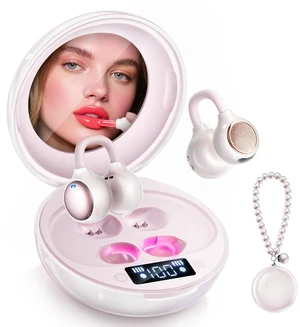 Open Ear Clip On Earbuds Wireless Headphones with Mirror(White) BT 6.0 80H Playtime,IPX5 Waterproof,Touch Control All-Day&Comfort Ideal Pearl chain for Women,Sports,Workouts and Daily Use Open Ear Clip On Earbuds Wireless Headphones with Mirror(White) BT 6.0 80H Playtime,IPX5 Waterproof,Touch Control All-Day&Comfort Ideal Pearl chain for Women,Sports,Workouts and Daily Use
