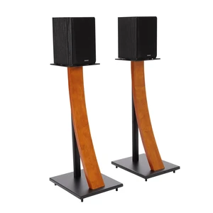 One Pair Fixed Height Universal Speaker Floor Stands with Real Wood - Cherry - 290 Series One Pair Fixed Height Universal Speaker Floor Stands with Real Wood - Cherry - 290 Series