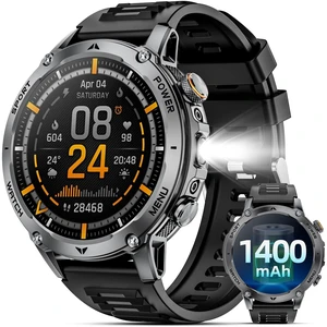 Military Smartwatch for Men, 1400mAh Battery, Bluetooth Call with LED 1.7" HD, 100+ sports modes, heart rate/sleep monitor/SpO2, IP68 waterproof, Answer/make calls for Android iPhone Military Smartwatch for Men, 1400mAh Battery, Bluetooth Call with LED 1.7" HD, 100+ sports modes, heart rate/sleep monitor/SpO2, IP68 waterproof, Answer/make calls for Android iPhone