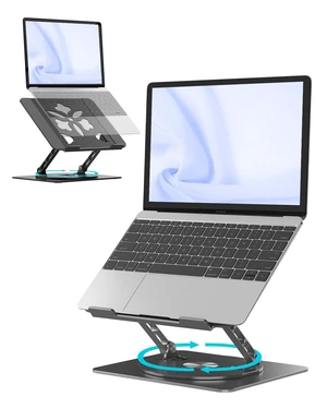 360° Rotating Laptop Stand for Desk Adjustable, Foldable, Portable Aluminum Ergonomic Riser Compatible with MacBook, Dell, HP & All Laptops 10-16 inch Black 360° Rotating Laptop Stand for Desk Adjustable, Foldable, Portable Aluminum Ergonomic Riser Compatible with MacBook, Dell, HP & All Laptops 10-16 inch Black