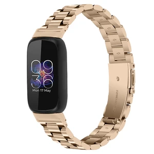 Stainless Steel Band Compatible with Fitbit Inspire 3, Adjustable Metal Watch Bands BraceletsWristband Replacement for Women Men (Champagne Gold) Stainless Steel Band Compatible with Fitbit Inspire 3, Adjustable Metal Watch Bands BraceletsWristband Replacement for Women Men (Champagne Gold)