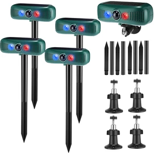 4 Pcs Solar Outdoor Alarm Motion Sensor 129dB Security Siren Sound Detector Strobe Light, 4 Modes Animal Deterrent Dog Barking Waterproof Alarm for Home, Farm 4 Pcs Solar Outdoor Alarm Motion Sensor 129dB Security Siren Sound Detector Strobe Light, 4 Modes Animal Deterrent Dog Barking Waterproof Alarm for Home, Farm