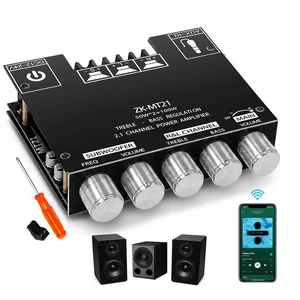 ZK-MT21 2.1 Channel Bluetooth Amplifier Board Mini 12V-24V Audio Amplifier with Subwoofer Output, Bass Treble Control 50W+50W+100W DIY HiFi Home TV Amp for Passive Speakers ZK-MT21 2.1 Channel Bluetooth Amplifier Board Mini 12V-24V Audio Amplifier with Subwoofer Output, Bass Treble Control 50W+50W+100W DIY HiFi Home TV Amp for Passive Speakers