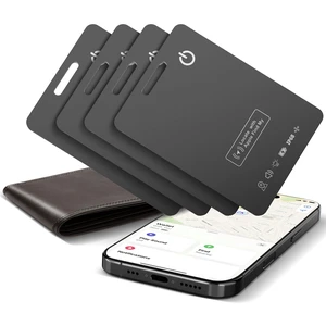 4-Pack Wallet Tracker Cards, Works with Apple Find My 1.6mm thin, Qi rechargeable, 5-month battery, IP68 waterproof, Left-Behind Alerts, iPhone & iPad compatible 4-Pack Wallet Tracker Cards, Works with Apple Find My 1.6mm thin, Qi rechargeable, 5-month battery, IP68 waterproof, Left-Behind Alerts, iPhone & iPad compatible