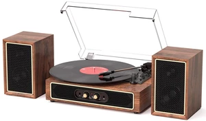 Bluetooth Vinyl Record Player with Stereo External Speakers Vintage 3-Speed Belt Drive Turntable for Vinyl Records Two Stereo Speakers USB/SD Recording RCA Line-Out& AUX-in, Headphone Jack, Retro Bluetooth Vinyl Record Player with Stereo External Speakers Vintage 3-Speed Belt Drive Turntable for Vinyl Records Two Stereo Speakers USB/SD Recording RCA Line-Out& AUX-in, Headphone Jack, Retro