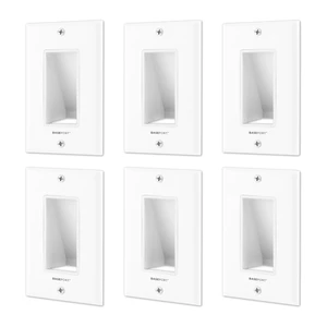 TRADESAFE Recessed Cable Wall Plate to Hide TV Cords, Bottom Opening, 6 pcs For In-Wall Cable Management, White Single Gang Bottom Opening Plate with Low Voltage Mounting Bracket, ETL-Listed TRADESAFE Recessed Cable Wall Plate to Hide TV Cords, Bottom Opening, 6 pcs For In-Wall Cable Management, White Single Gang Bottom Opening Plate with Low Voltage Mounting Bracket, ETL-Listed