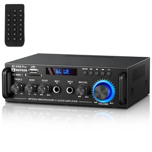 Bluetooth Stereo Receiver& Amplifier2CH RMS 50W x 2 (Peak 400W) Home Audio Amp with FM Radio,USB/SD Inputs Remote Control, Wireless Power Amplifier for Karaoke,Garage &Outdoor Speakers Bluetooth Stereo Receiver& Amplifier2CH RMS 50W x 2 (Peak 400W) Home Audio Amp with FM Radio,USB/SD Inputs Remote Control, Wireless Power Amplifier for Karaoke,Garage &Outdoor Speakers